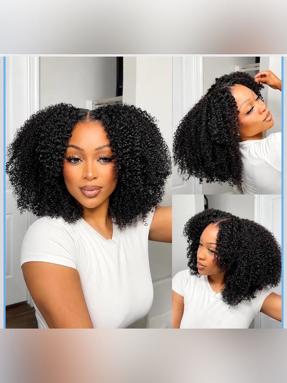 Afro Curly Wear and Go Glueless Wigs Human Hair Pre Cut 7x5 HD Lace 18inches